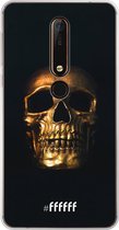 Nokia X6 (2018) Hoesje Transparant TPU Case - Gold Skull #ffffff