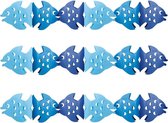 Set van 3x stuks papieren thema feest slingers met blauwe vissen 3 meter - Feestartikelen/versieringen