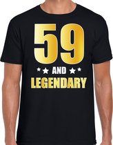 59 and legendary verjaardag cadeau t-shirt / shirt - zwart - gouden en witte letters - voor heren - 59 jaar verjaardag kado shirt / outfit S