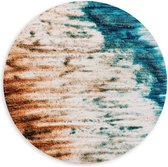 Forex Wandcirkel - Goud, Wit en Blauwe Glitters - 100x100cm Foto op Wandcirkel (met ophangsysteem)