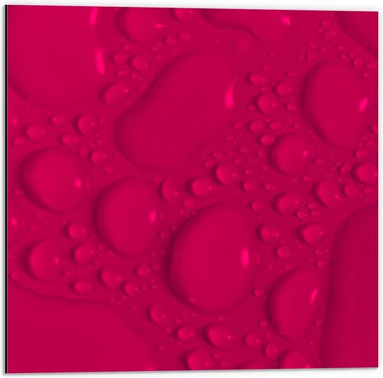Dibond - Druppels op Roze Achtergrond - 50x50cm Foto op Aluminium (Wanddecoratie van metaal)