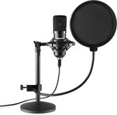 USB microfoon voor pc - Vonyx CMTS300 - studio microfoon met tafelstandaard en popfilter - Zwart