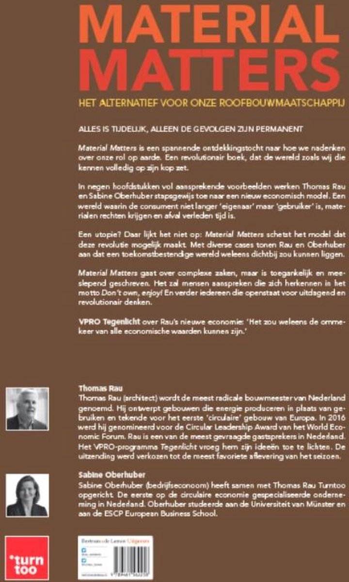 Boek 'Material Matters', met tekst en foto's van de auteurs Thomas Rau en Sabine Oberhuber.