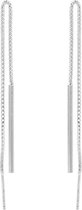 Karma Pull Through Bar Silver Oorbellen  - Zilver