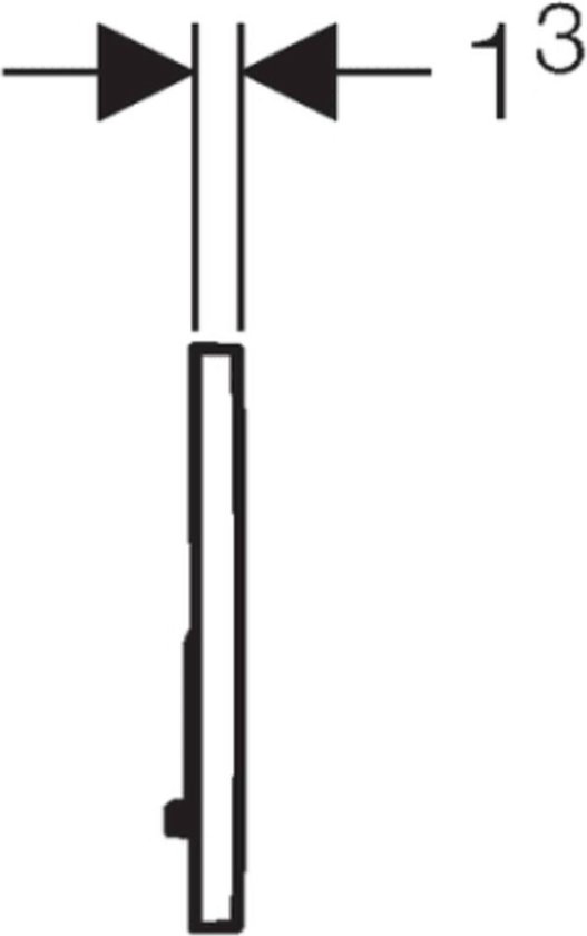 Technische tekening, zijaanzicht, dikte 13mm.