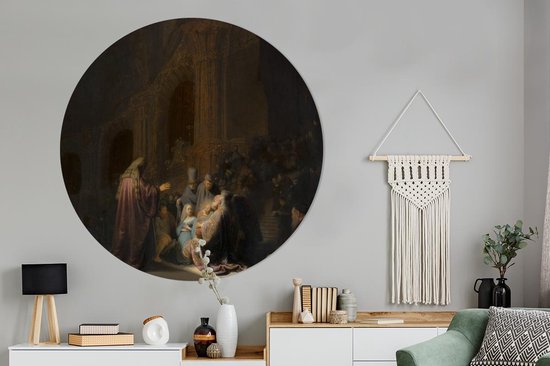 Chant de louange de Siméon - Peinture de Rembrandt van Rijn assiette en plastique cercle mural ⌀ 120 cm