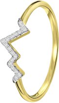 14K geelgouden ring hartslag 18 diamanten 0,04ct