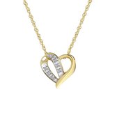Lucardi - Dames Ketting hanger hart diamant 0,03ct - 14 karaat goud - Ketting - Cadeau - 45 cm - Geelgoud