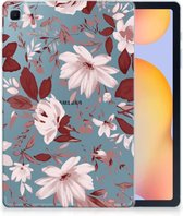 Hoesje Geschikt voor Samsung Galaxy Tab S6 Lite | Tab S6 Lite 2022 Silicone Tablet Hoes Design Watercolor Flowers met transparant zijkanten
