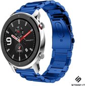 Stalen Smartwatch bandje - Geschikt voor  Xiaomi Amazfit GTR stalen band - blauw - 42mm - Strap-it Horlogeband / Polsband / Armband