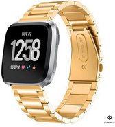 Stalen Smartwatch bandje - Geschikt voor Fitbit Versa / Versa 2 stalen bandje - goud - Strap-it Horlogeband / Polsband / Armband