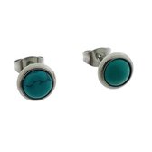 Aramat jewels ® - Oorbellen zweerknopjes groen blauw chirurgisch staal 8mm