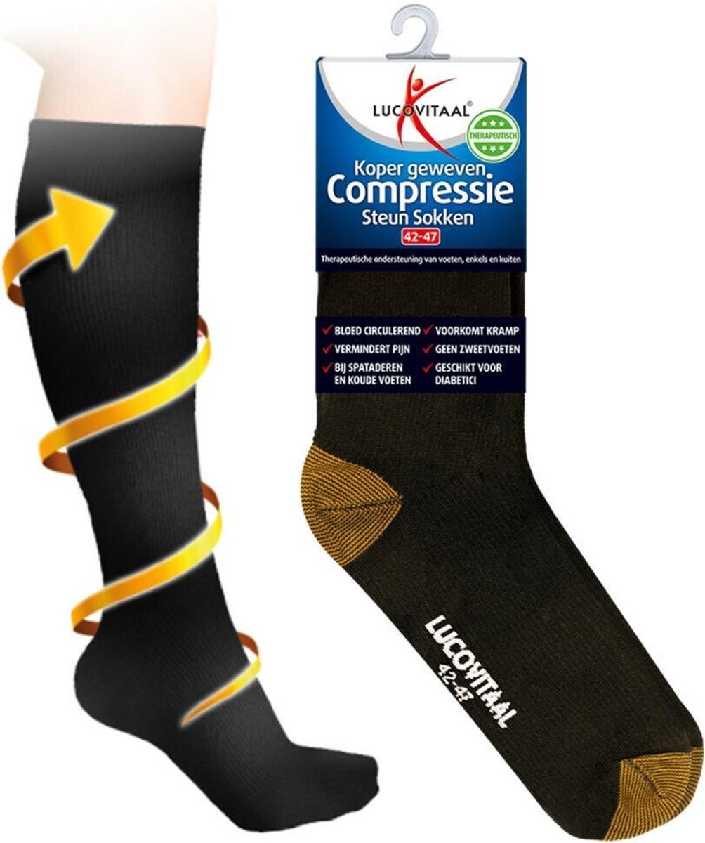 Bol.com Lucovitaal Koper compressie steunsok maat 42-47 zwart 1 Paar aanbieding