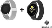 Milanees Smartwatch bandje - Geschikt voor  2-pack Samsung Galaxy Watch Milanese band 41mm / 42mm - zwart & zilver - Strap-it Horlogeband / Polsband / Armband
