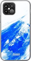 6F hoesje - geschikt voor iPhone 12 - Transparant TPU Case - Blue Brush Stroke #ffffff