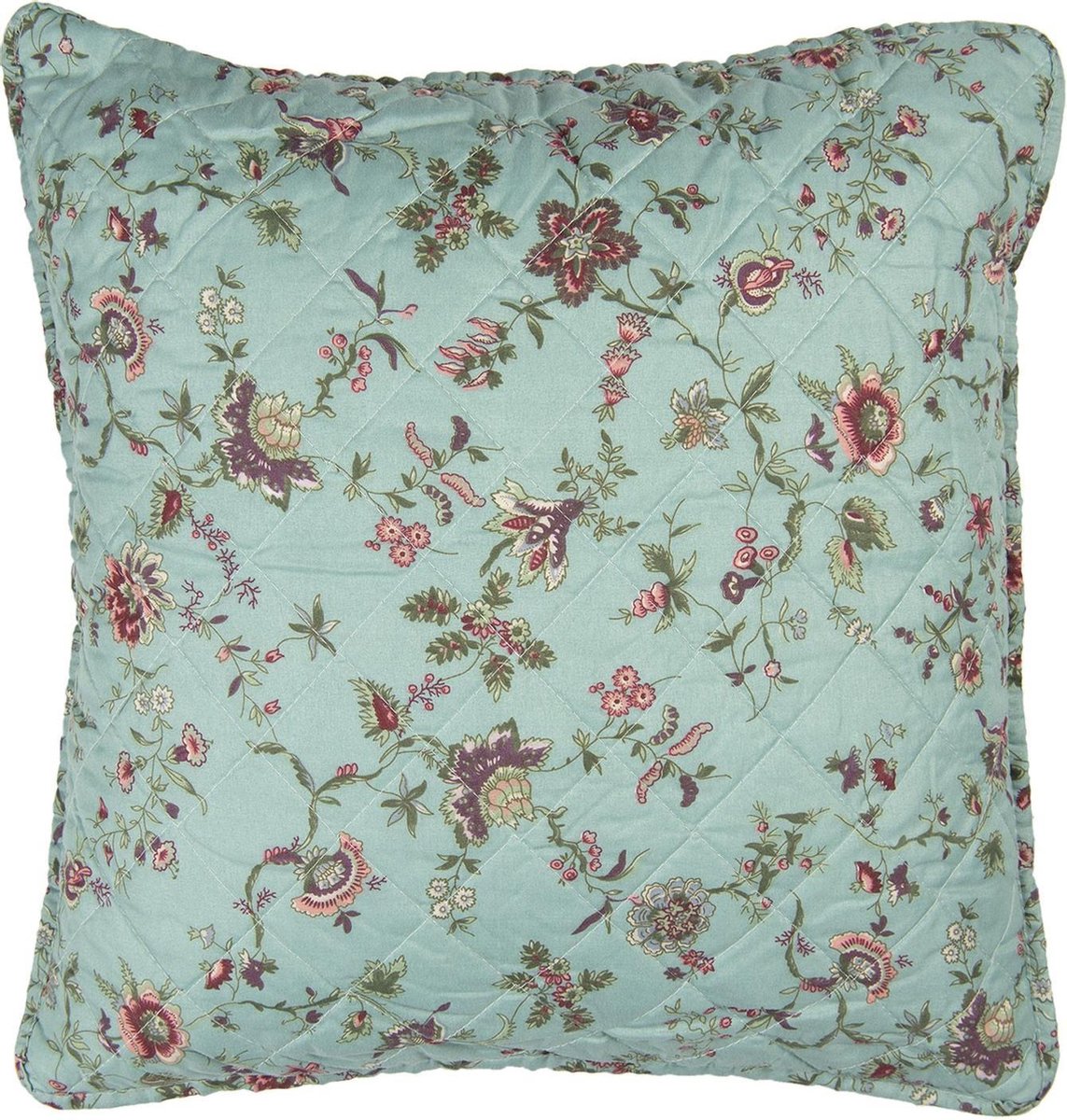 Clayre & Eef Kussenhoes 50x50 cm Turquoise Polyester Vierkant Sierkussenhoes Blauw