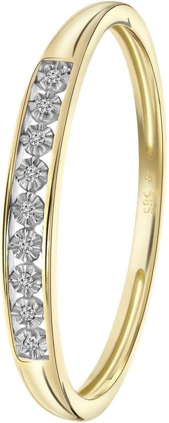 Foto: Lucardi ringen 14 karaat geelgouden ring met diamant 0 02ct 