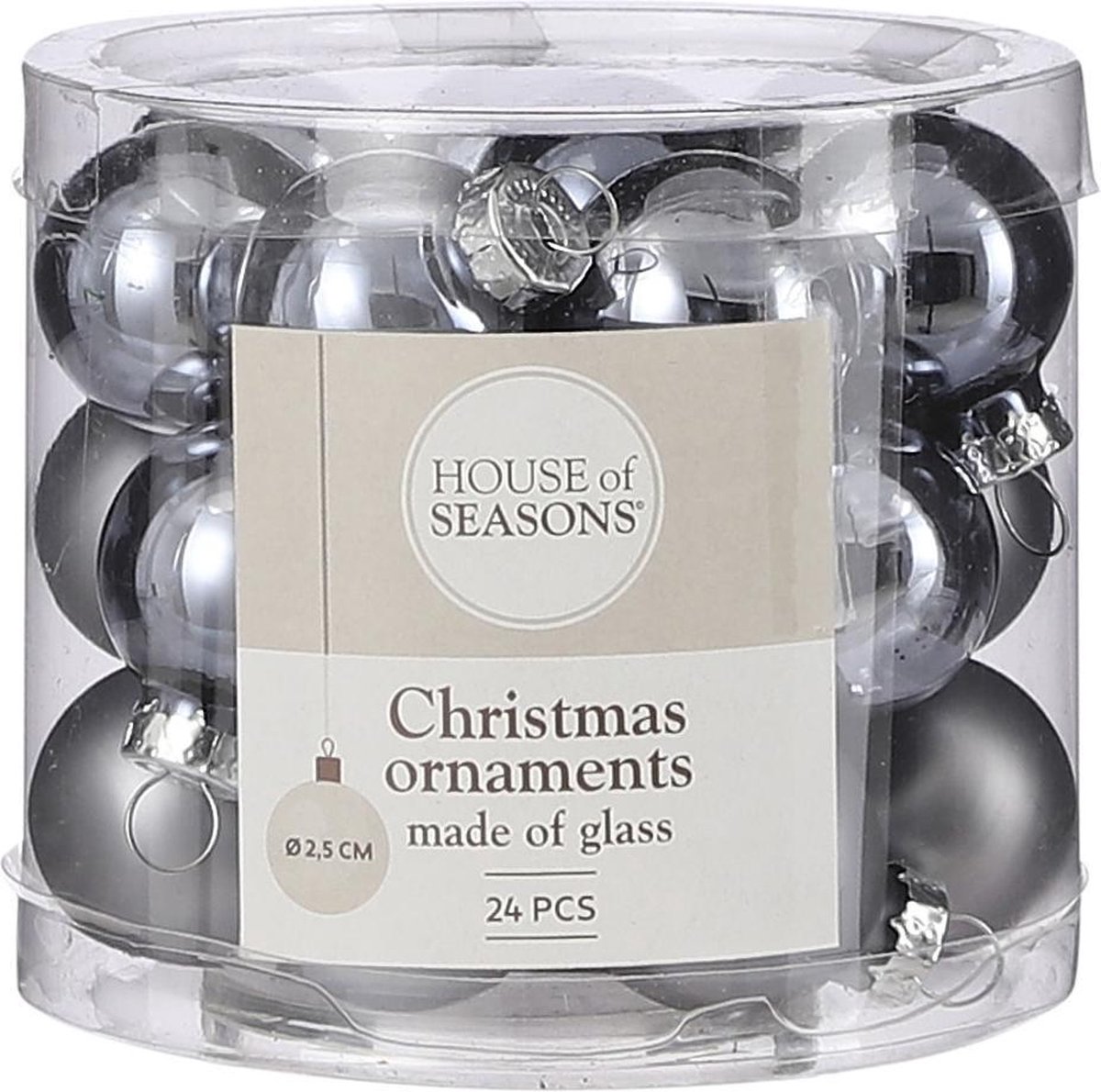 House Of Seasons Kerstballen 2,5 Cm Glas Grijs 24 Stuks House Of Seasons Kerstballen 2,5 Cm Glas Grijs 24 Stuks