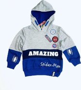 Marvel Spiderman hoodie grijs/blauw maat 98