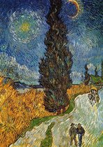 Vincent Van Gogh - Landstrasse mit Zypresse und Stern Kunstdruk 21x29,7cm