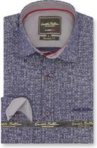 Heren Overhemd - Slim Fit - Grunge Texture - Blauw - Maat 3XL