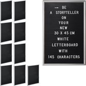 Relaxdays 10x letterbord 30x45 - decoratie - letter board - bord voor letters - zilver