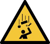 Pictogram bordje Waarschuwing: vallende voorwerpen | 150 * 133 mm - verpakt per 2 stuks