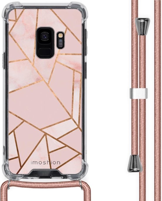 tweedehands Merg Zuigeling iMoshion Design hoesje met koord voor de Samsung Galaxy S9 - Grafisch Koper  - Roze / Goud | bol.com