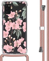 iMoshion Design hoesje met koord voor de Samsung Galaxy A41 - Bloem - Roze / Groen