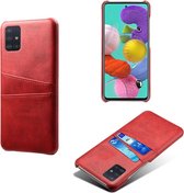 Dual Card Back Cover - Samsung Galaxy A51 Hoesje - Rood