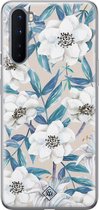 OnePlus Nord hoesje siliconen - Bloemen / Floral blauw | OnePlus Nord case | blauw | TPU backcover transparant