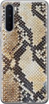 OnePlus Nord hoesje siliconen - Snake / Slangenprint bruin | OnePlus Nord case | goudkleurig | TPU backcover transparant