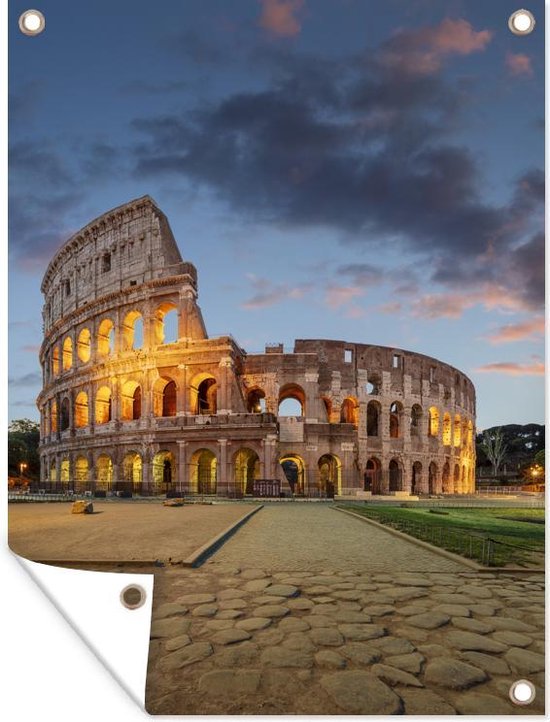 Tableau de jardin Italie - Rome - Théâtre - 60x80 cm - Affiche de jardin - Toile de jardin - Affiche d'extérieur