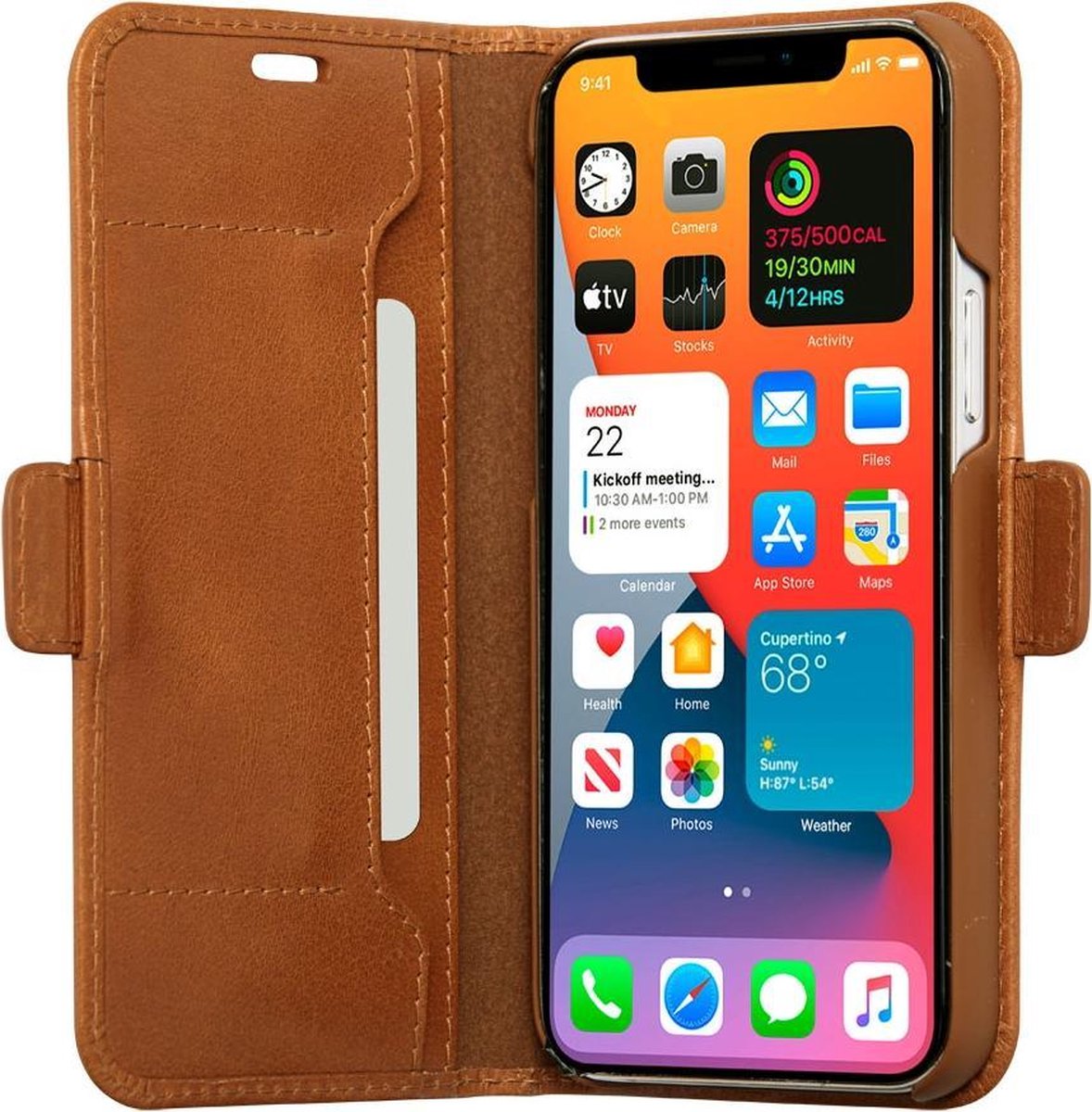 iPhone 12/12 Pro Bookcase hoesje - dbramante1928 - Effen Cognac - Leer