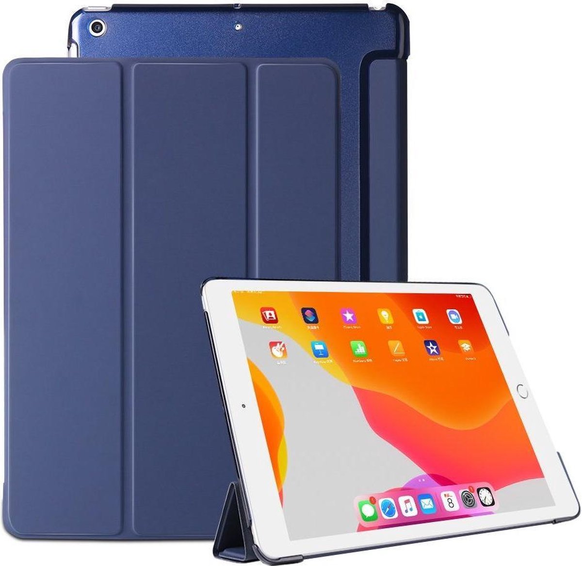 iPad 10.2 2019 / 2020 / 2021 Tri-Fold Book Case met Standaard Blauw