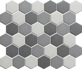 0,91m² -Mozaiek tegel London Hexagon Donker Grijs mix 5,1x5,9