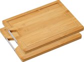 2x Bamboe houten snijplanken 28 x 38 cm - Keukenbenodigdheden - Kookbenodigdheden - Snijplank van hout - Snijplankjes/snijplankje