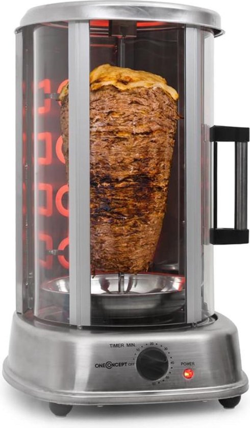 Kebap Master Pro Verticale Grill 1500W roestvrij staal incl. spiesset
