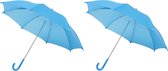 Set van 2x storm paraplus voor kinderen 77 cm doorsnede in het blauw - Windproof/stormproof paraplu