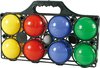 Jeu de boules set 8 gekleurde ballen/1 but in draagtas - Kaatsbal - Petanque - Cochonnette - Boulen - Sportief/actief buitenspeelgoed