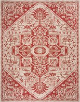 Safavieh Medallion Indoor/Outdoor Geweven Vloerkleed, Beachhouse Collectie, BHS138, in Rood & Creme, 122 X 183 cm