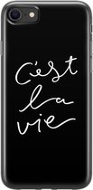 iPhone SE 2020 hoesje siliconen - C'est la vie - Soft Case Telefoonhoesje - Tekst - Transparant, Grijs
