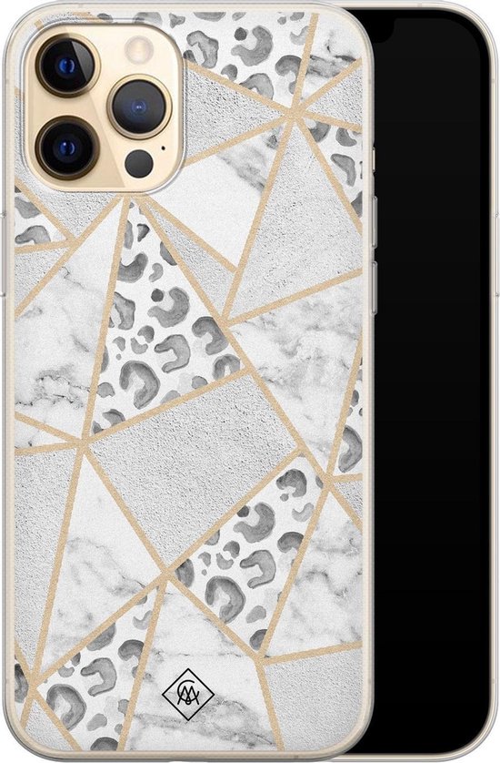 iPhone 12 Pro hoesje siliconen - Stone \u0026 leopard print | Apple iPhone 12  Pro case | | bol.com