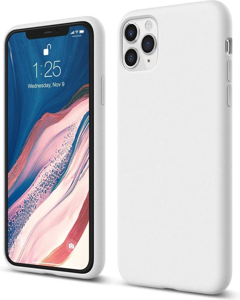 Liquid Silicone Hoesje Rubber Geschikt voor Apple iPhone 12 Mini - Premium Silicone wit