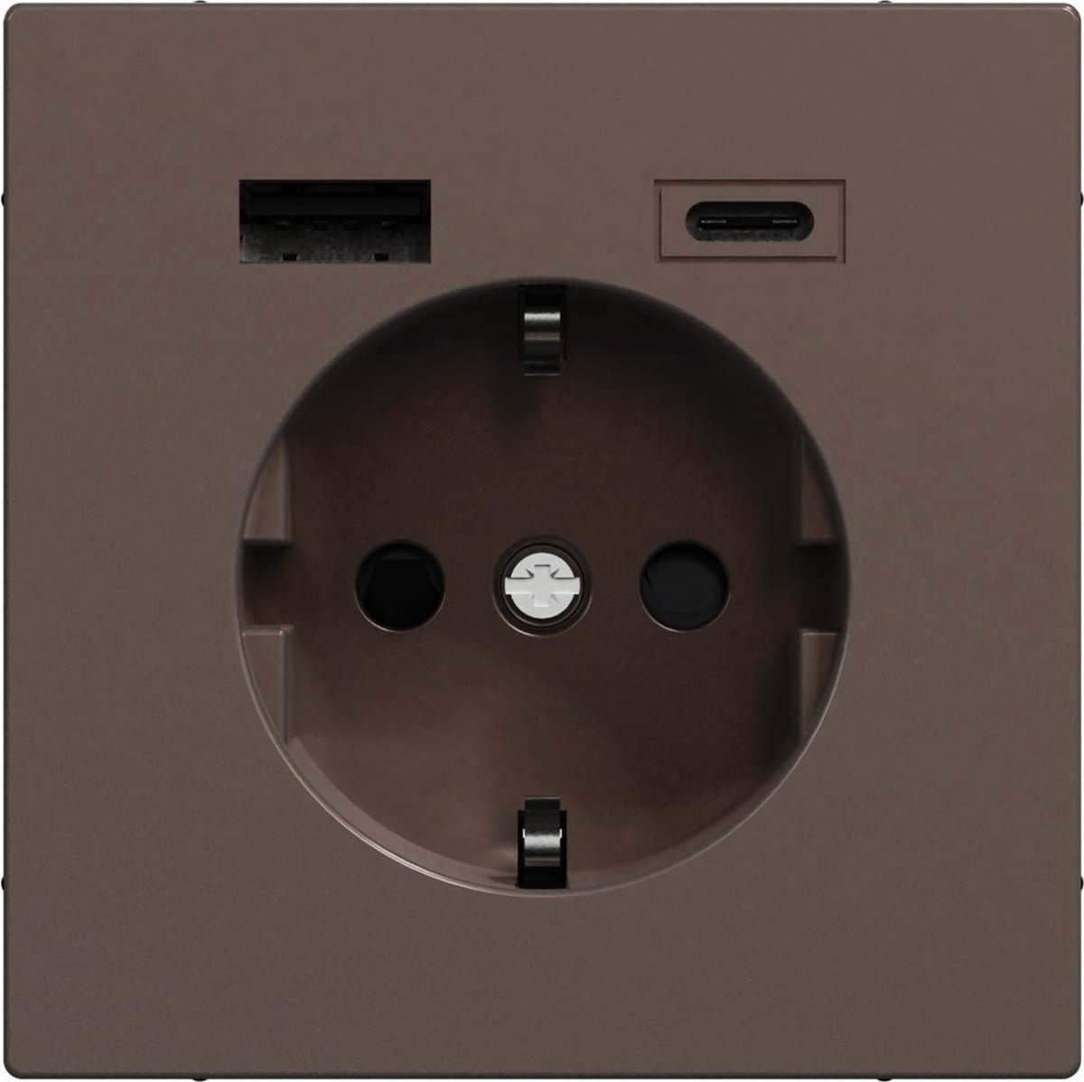 Stopcontact - Inbouw - Randaarde - USB Type A+C - Mocca Metallic - Systeem  Design -... | bol.com