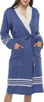 Gevoerde Hamam Badjas Nijl Royal Blue -  L/XL - Hotelkwaliteit - Sjaalkraag - Luxe badjas - Badstof - Sauna Badjas - Ochtendjas - Badmantel