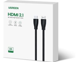 Ugreen HDMI kabel 1 meter - Ondersteund 8K Ultra HD - HDMI 2.1 - 48Gbps - 8k@60fps - Dynamisch HDR & eARC - Gevlochten kabel