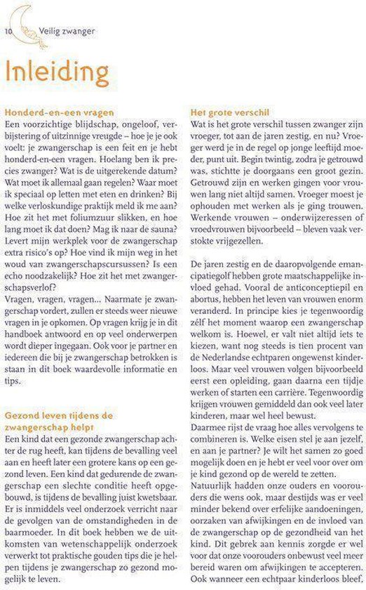 Pagina met de 'Inleiding' van het boek 'Veilig zwanger'.