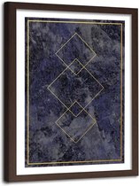 Foto in frame , Gouden vierkanten , 80x120cm , zwart geel , wanddecoratie