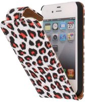 Wicked Narwal | Panter print  Classic Flip Hoes voor iPhone 4 Rood